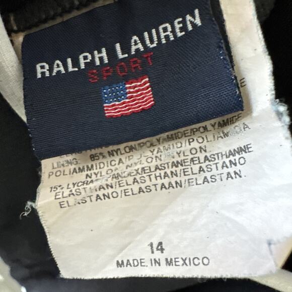 Vintage Ralph Lauren Sport Pony Logo Swimsuit 14 Black White Trim And Pony Scoop - Picture 6 of 7